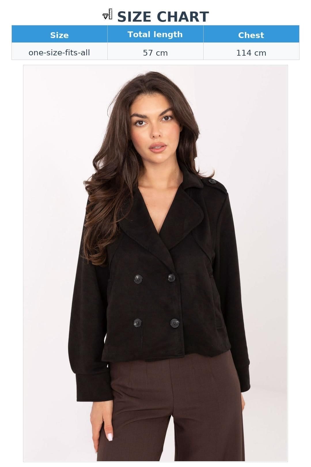 Love Lace Love Lace Women's Short Suede Style Double Breasted Coat in Black - 4