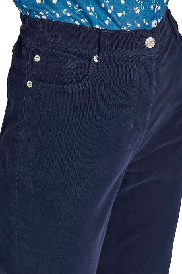 Amber Amber Women's Jeans with Elasticated Back Waist Jeans Stretch Cord in Navy - 2