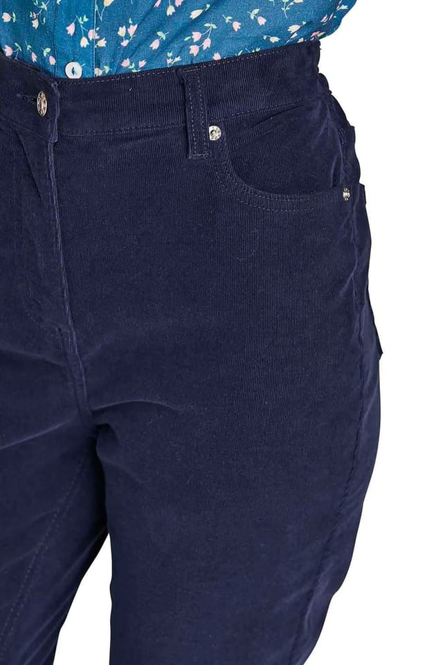 Amber Amber Women's Jeans with Elasticated Back Waist Jeans Stretch Cord in Navy - 3