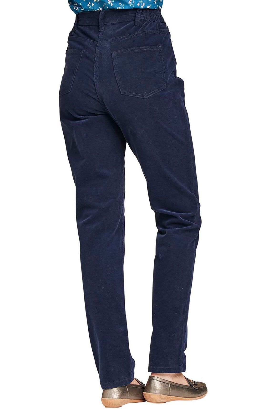 Amber Amber Women's Jeans with Elasticated Back Waist Jeans Stretch Cord in Navy - 4