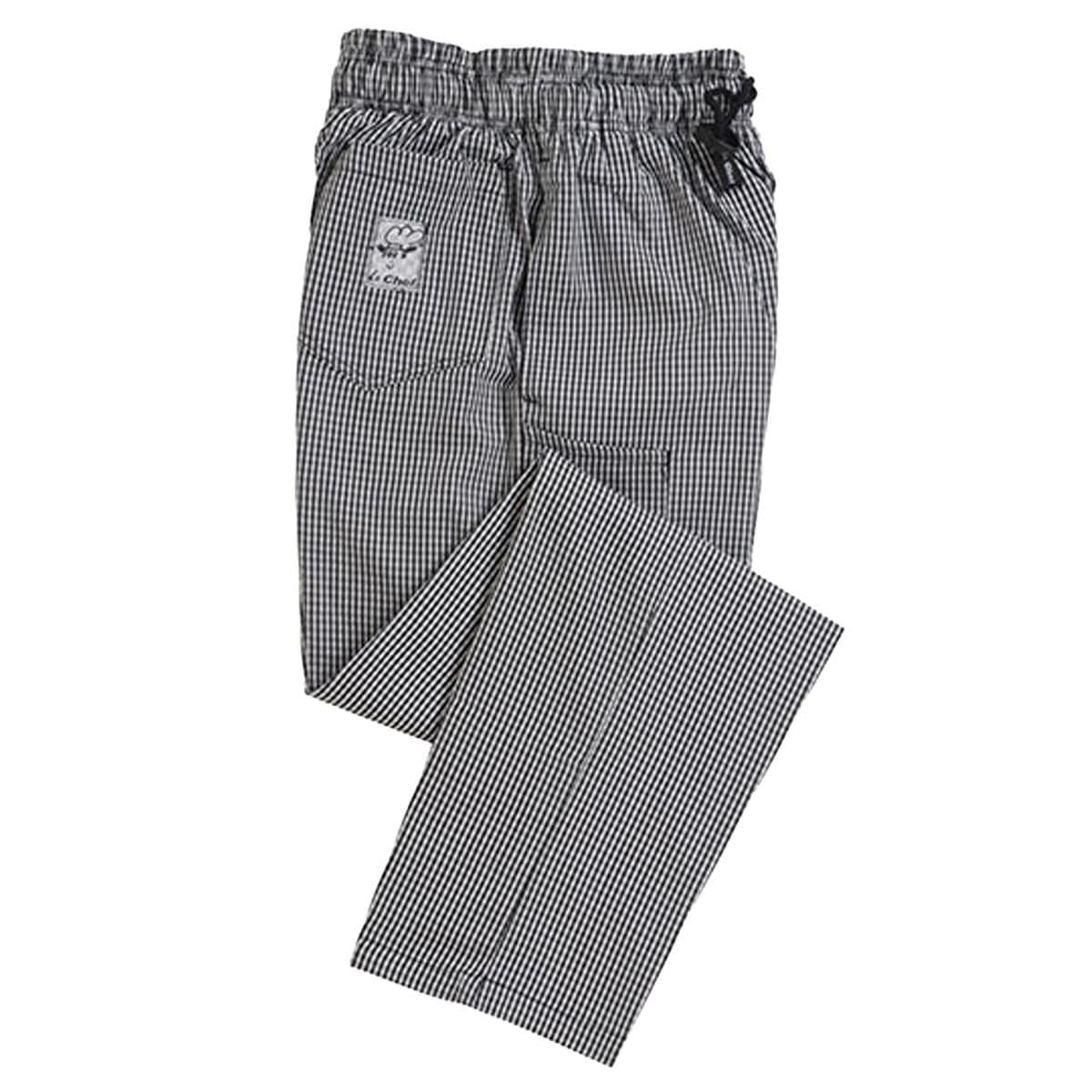 Le Chef Le Chef Men's Professional Checked Chef Trousers in Black