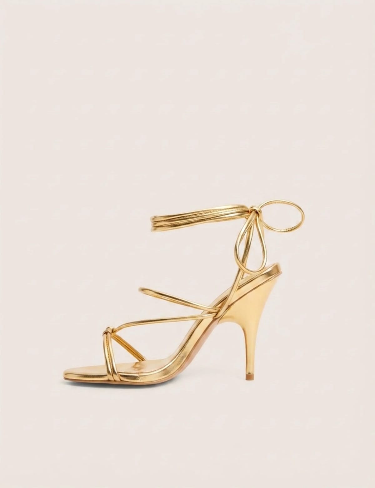 Public Desire Marcel Gold Strappy Ankle Tie High Heels - 1