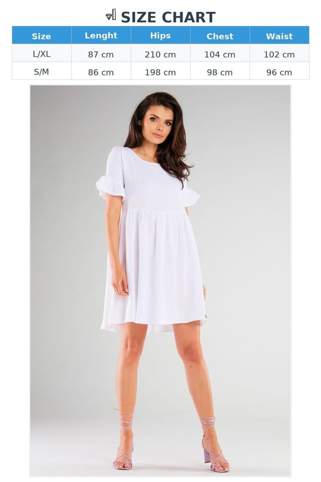 Love Lace Love Lace Women's Stretch Cotton Elastane Flared Short Sleeve Dress in White - 3