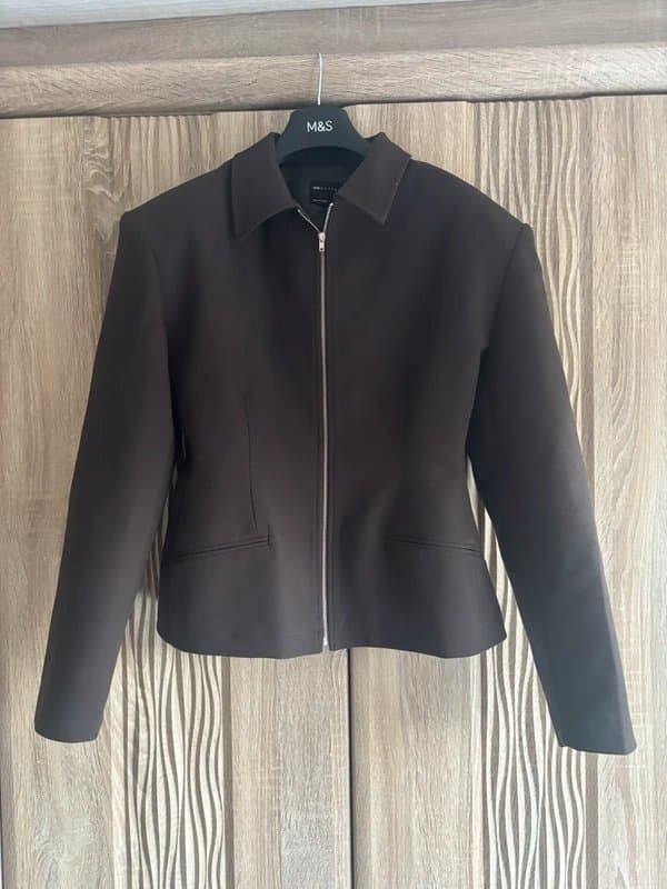 ASOS ASOS Design tailored sculpted cinch waist zip through jacket in chocolate