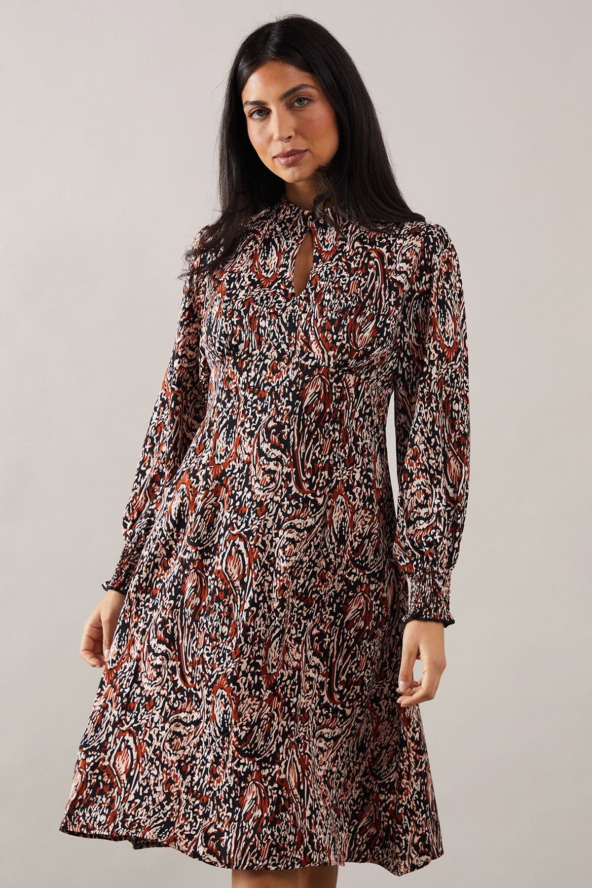 Wallis Wallis Women's Animal Print Key Hole Detail Satin Midi Dress