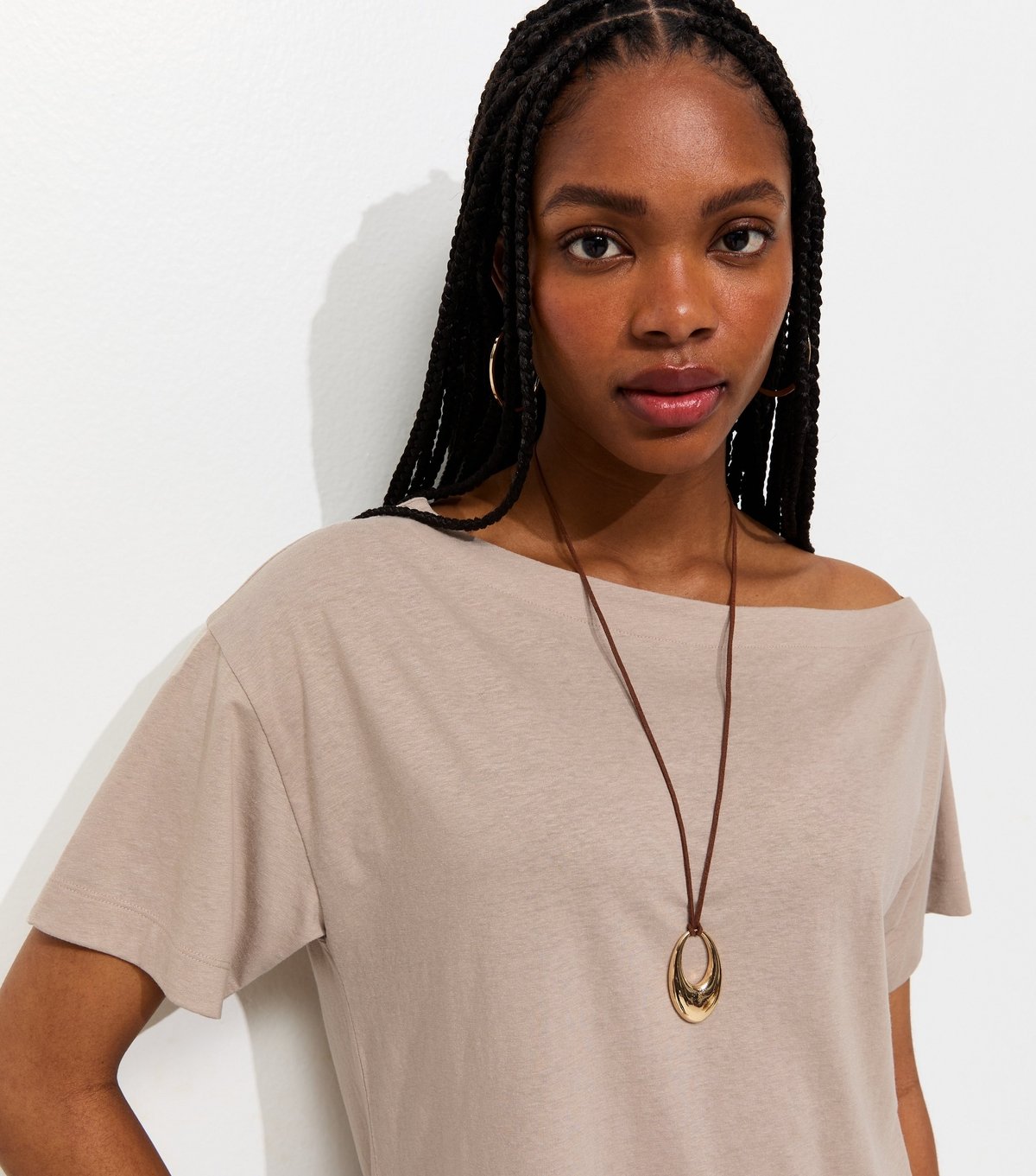 New Look Women's Mink Textured Off The Shoulder T-Shirt New Look - 1