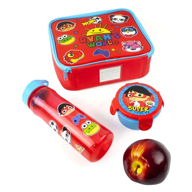 Ryans World Ryans World Men's Lunch Bag Bottle & Snack Pot | Boys Red | Official - 3