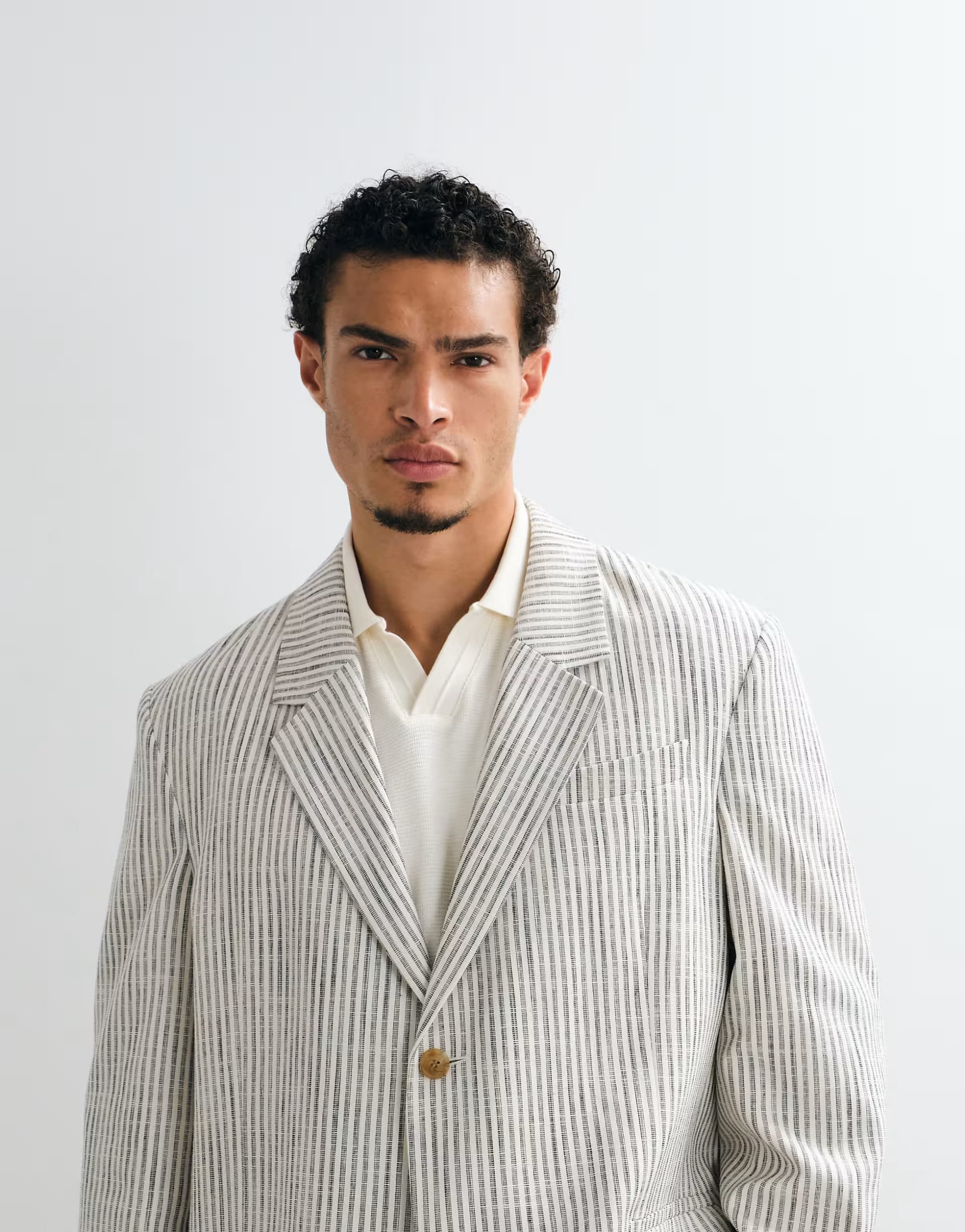 ASOS ASOS DESIGN oversized suit jacket in ecru stripe