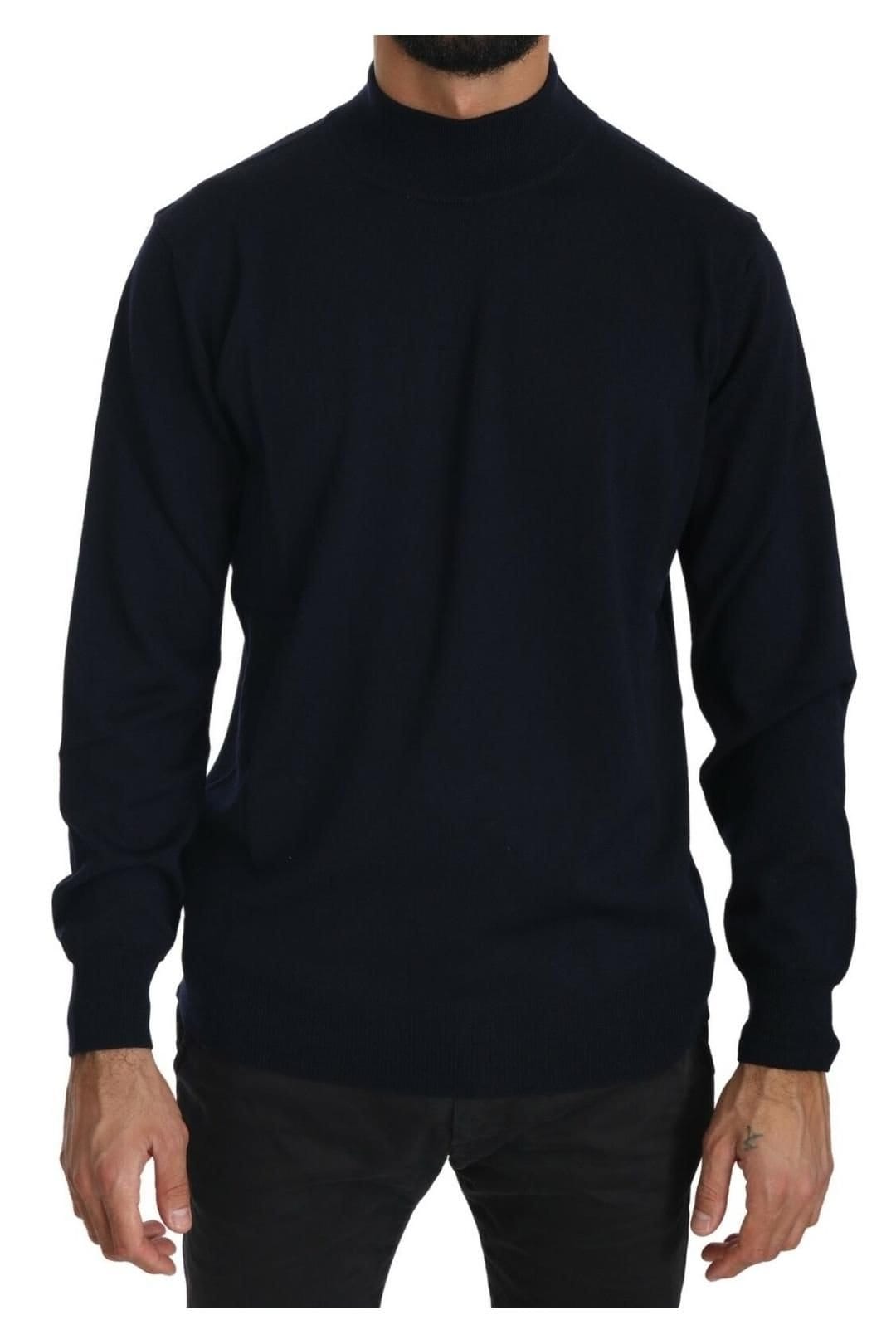 Mila Schon Mila Schon Men's Dark Blue Crewneck Pullover 100% Wool Sweater - 1