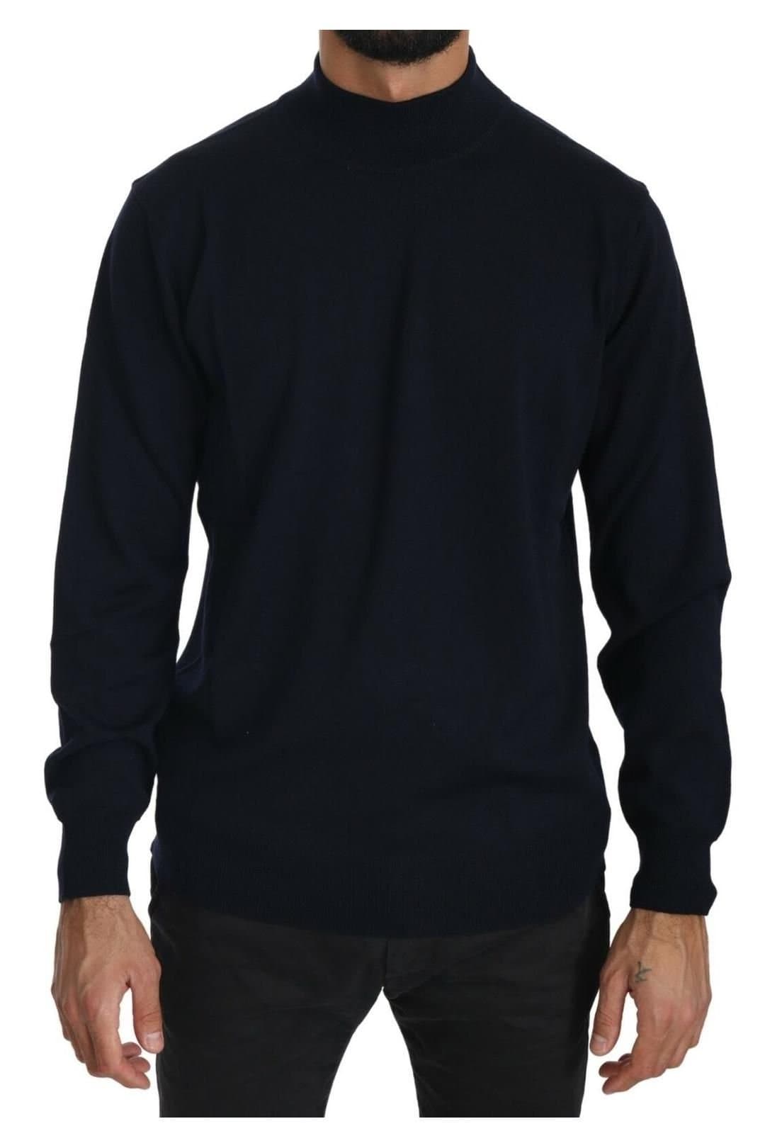Mila Schon Mila Schon Men's Dark Blue Crewneck Pullover 100% Wool Sweater