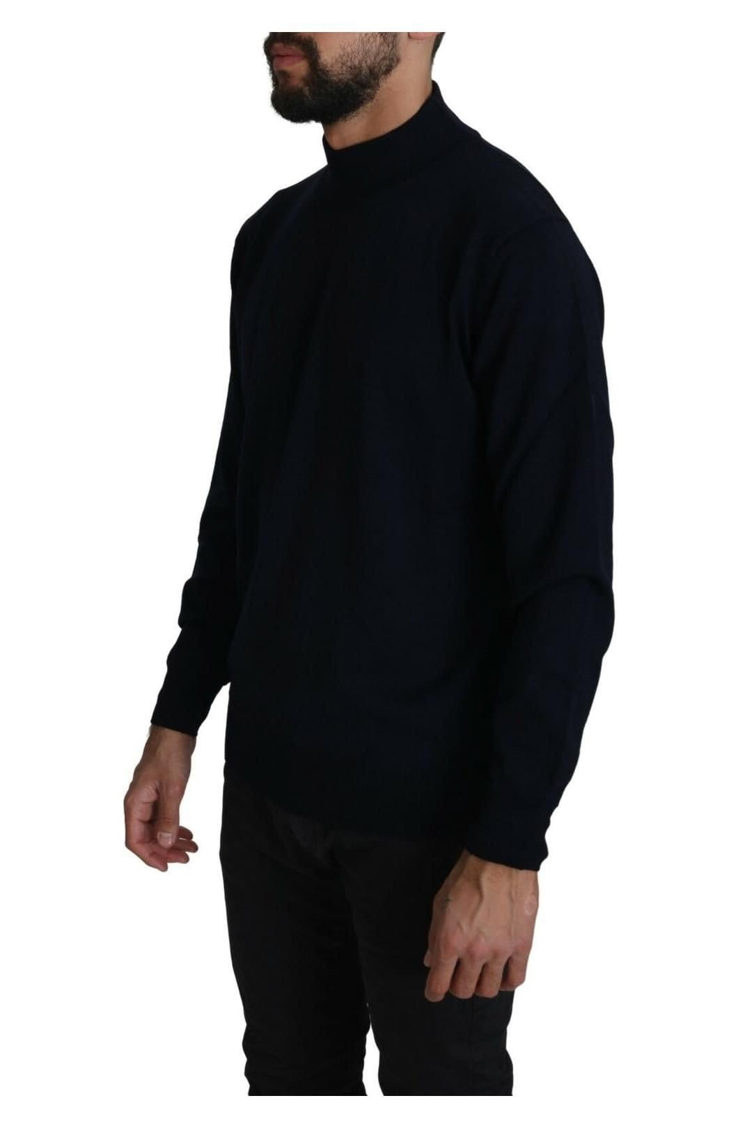 Mila Schon Mila Schon Men's Dark Blue Crewneck Pullover 100% Wool Sweater - 2
