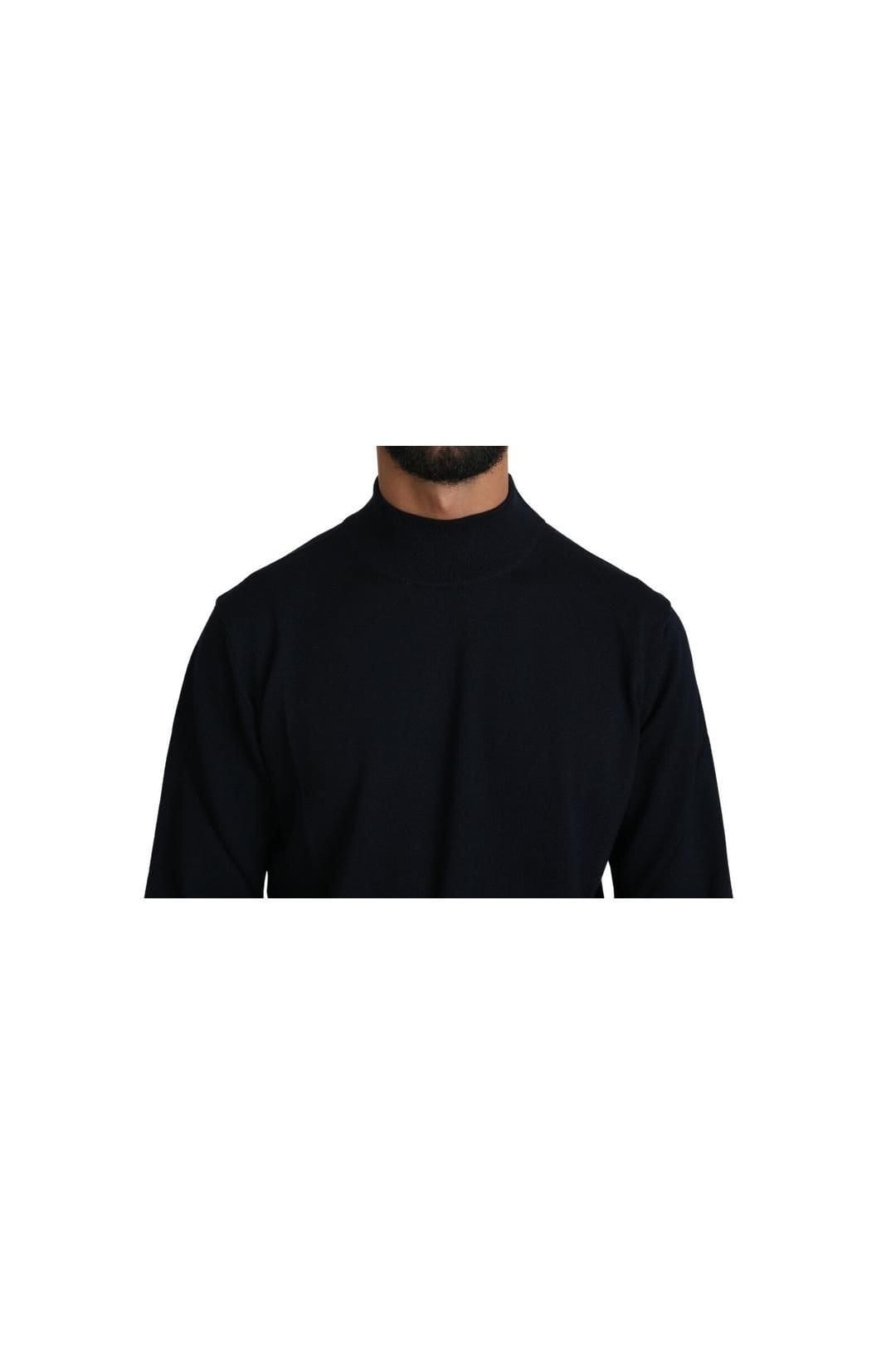 Mila Schon Mila Schon Men's Dark Blue Crewneck Pullover 100% Wool Sweater - 4