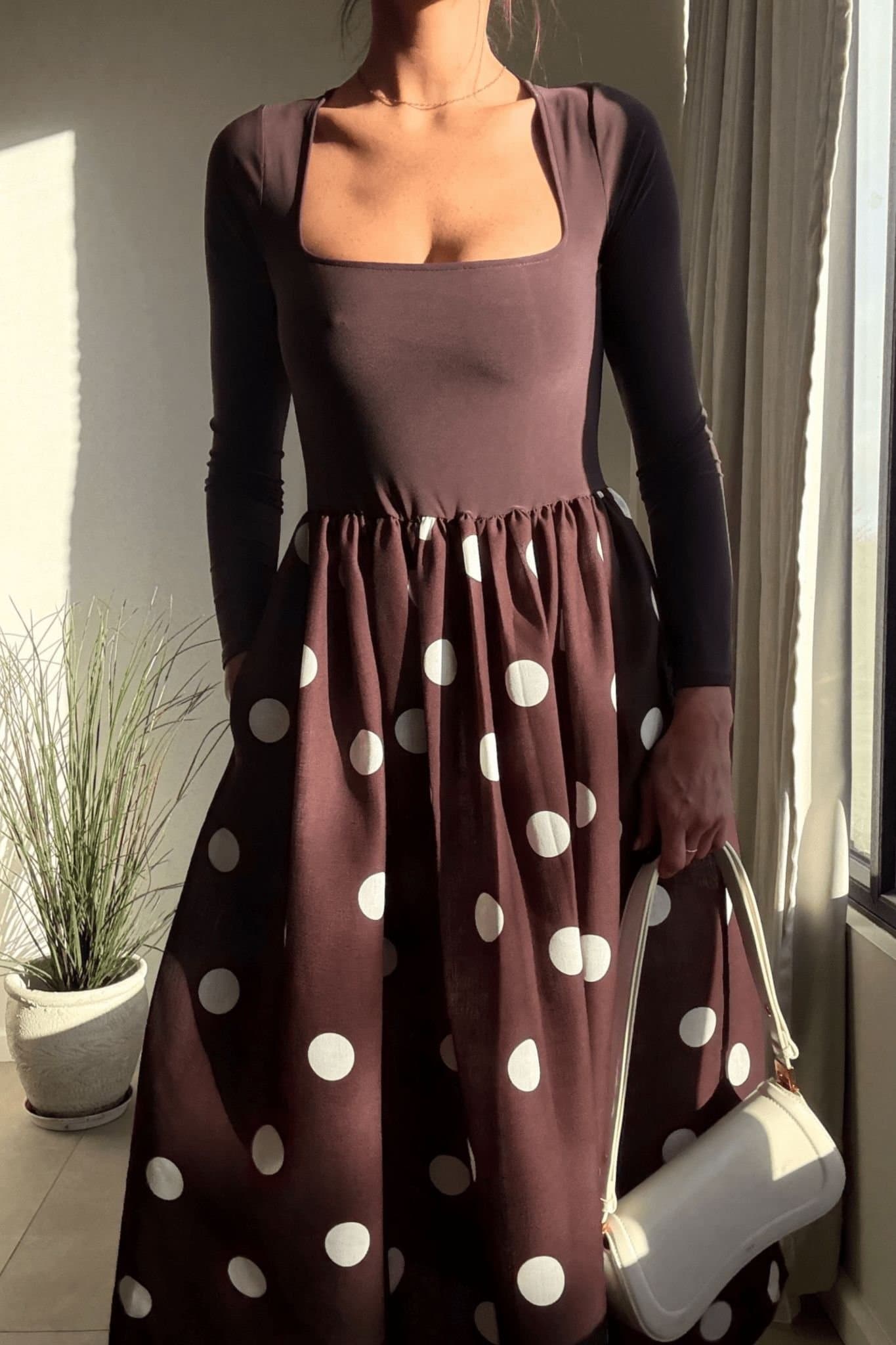 Style Cheat Style Cheat Women's Sadie Chocolate Brown Scoop Neck Midi Dress