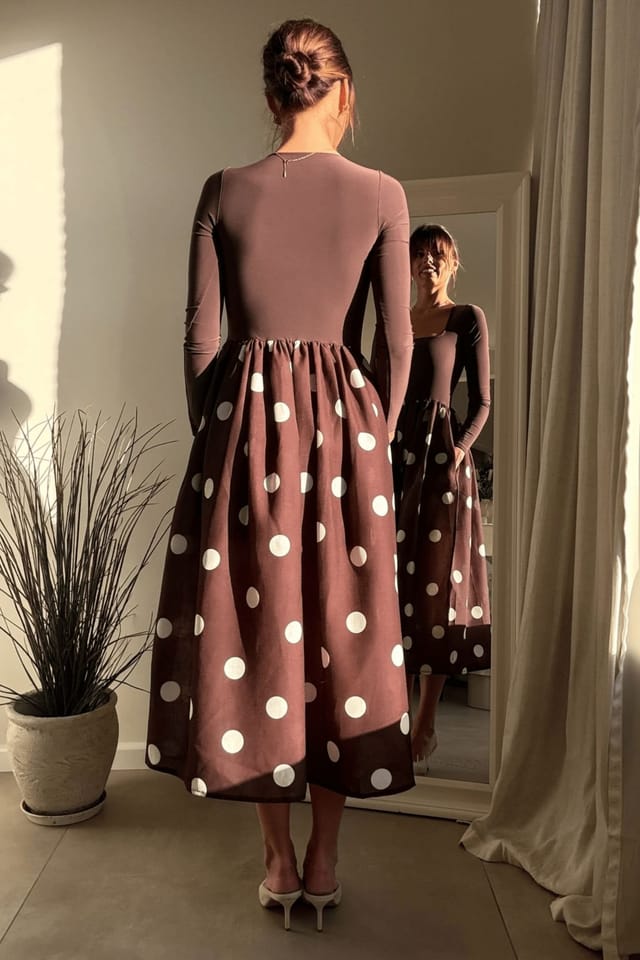 Style Cheat Style Cheat Women's Sadie Chocolate Brown Scoop Neck Midi Dress - 3