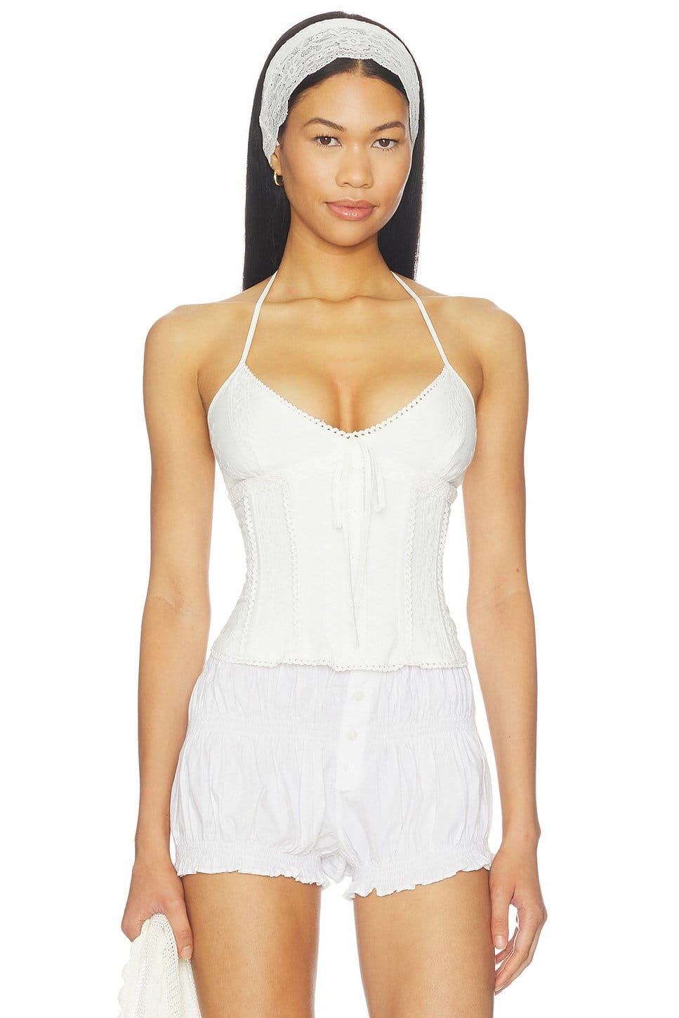 Revolve White Eyelet Corset Top