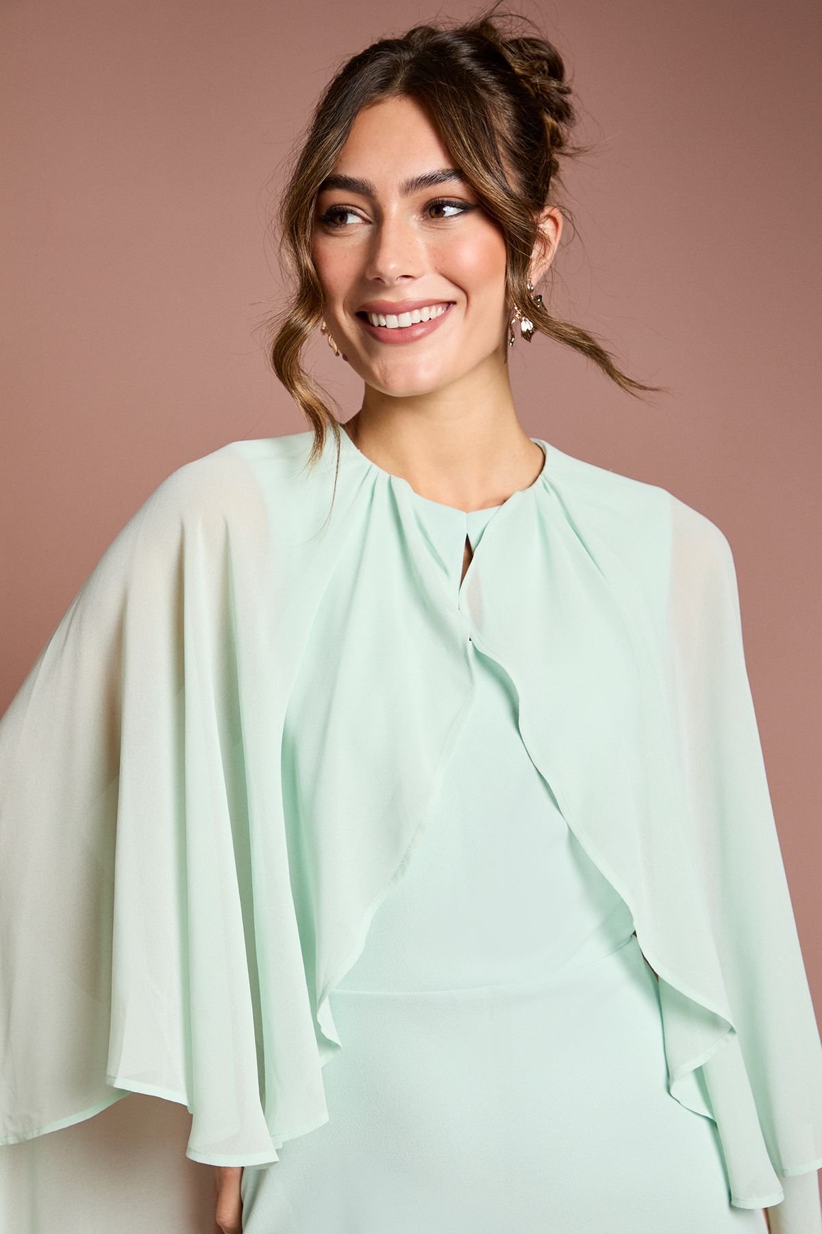 Coast Coast Women's Ruffle Chiffon Cape Crepe Maxi Dress in Mint - 4