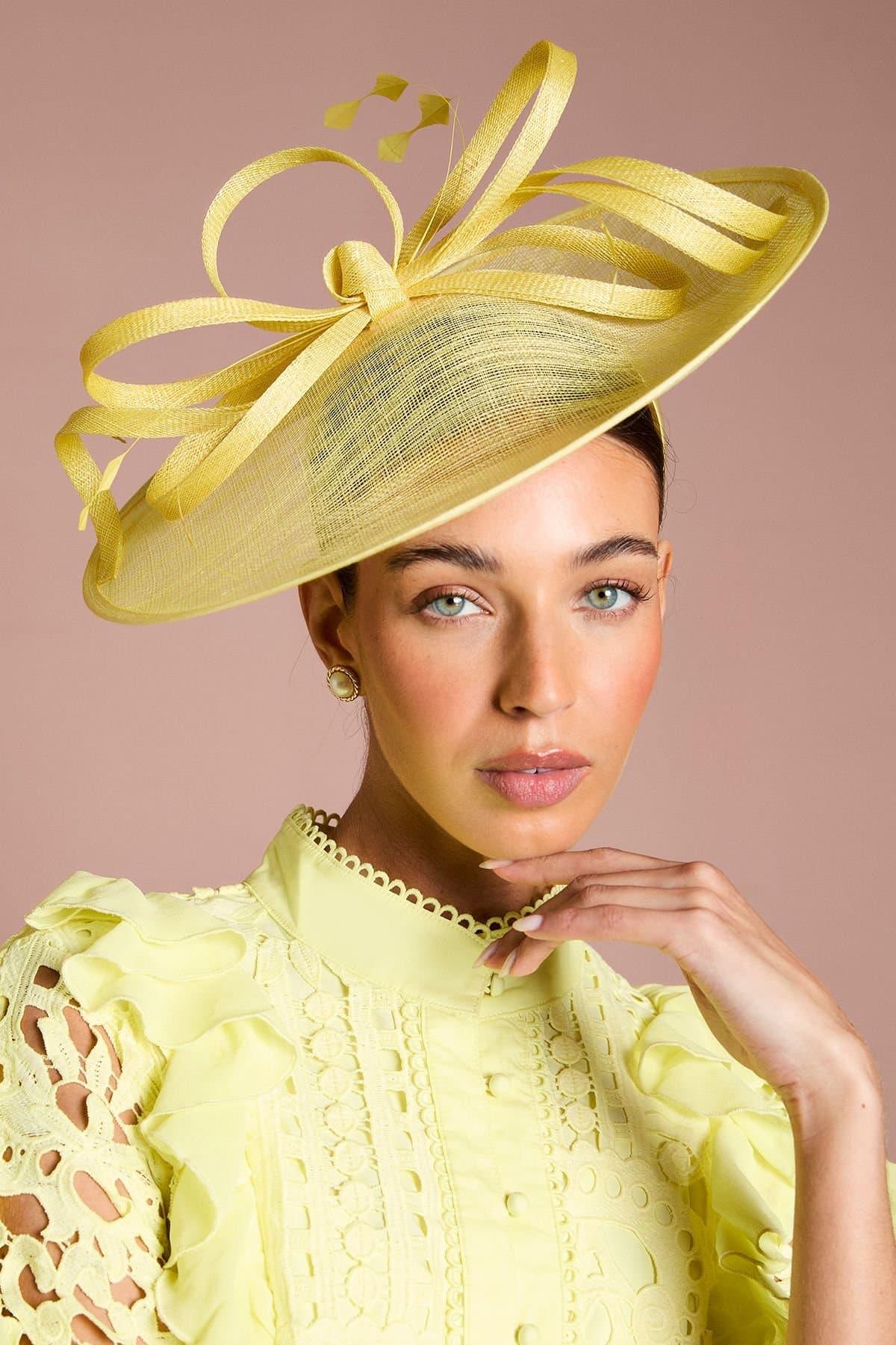 Coast Coast Lemon Wide Brim Fascinator with Loop Detail