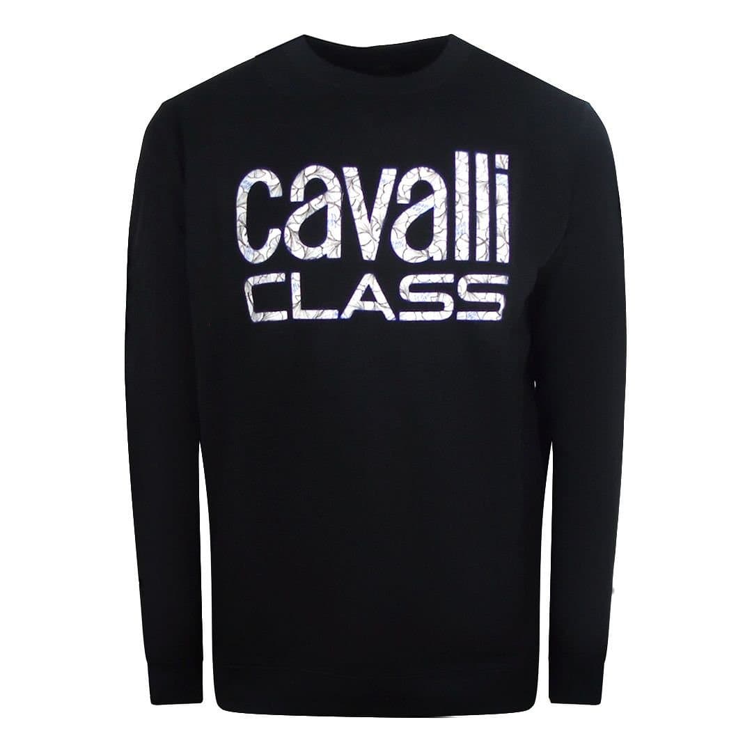 Cavalli Class Cavalli Class Men's Bold Floral Design Black Sweatshirt