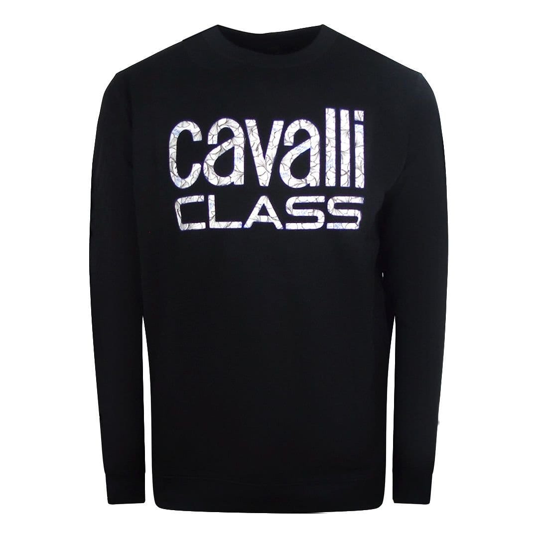 Cavalli Class Cavalli Class Men's Bold Floral Design Black Sweatshirt - 1