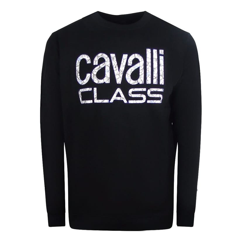 Cavalli Class Cavalli Class Men's Bold Floral Design Black Sweatshirt - 1