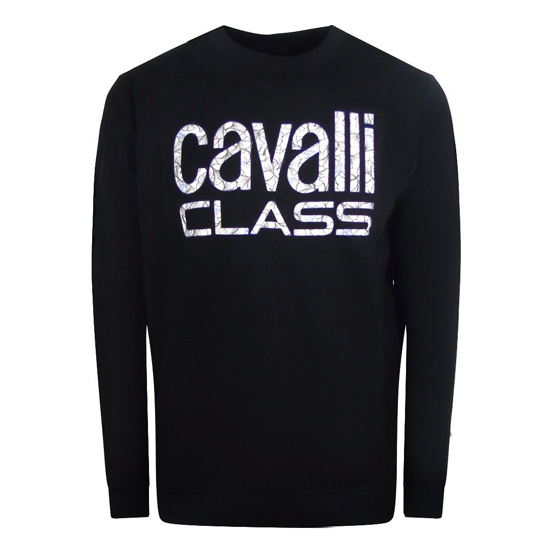Cavalli Class Cavalli Class Men's Bold Floral Design Black Sweatshirt - 3