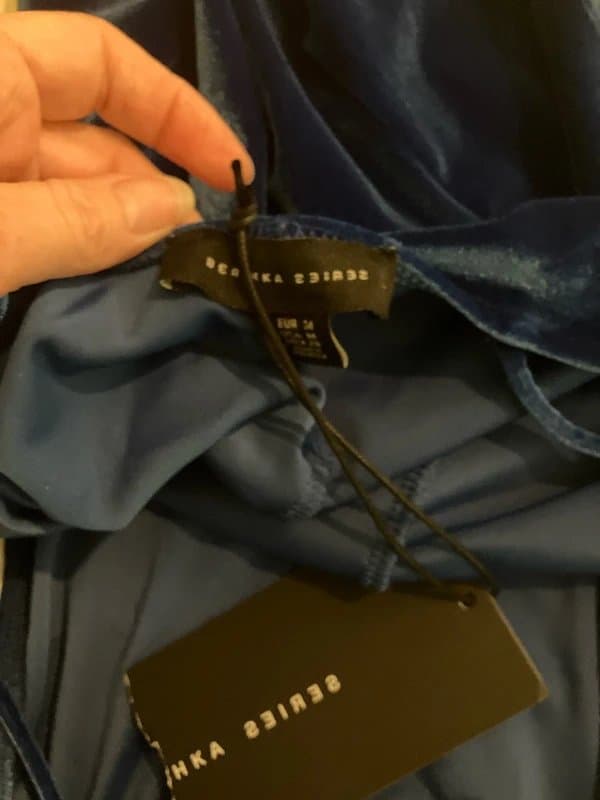 Bershka BNWT stunning blue velvet backless berkshka series mini dress medium