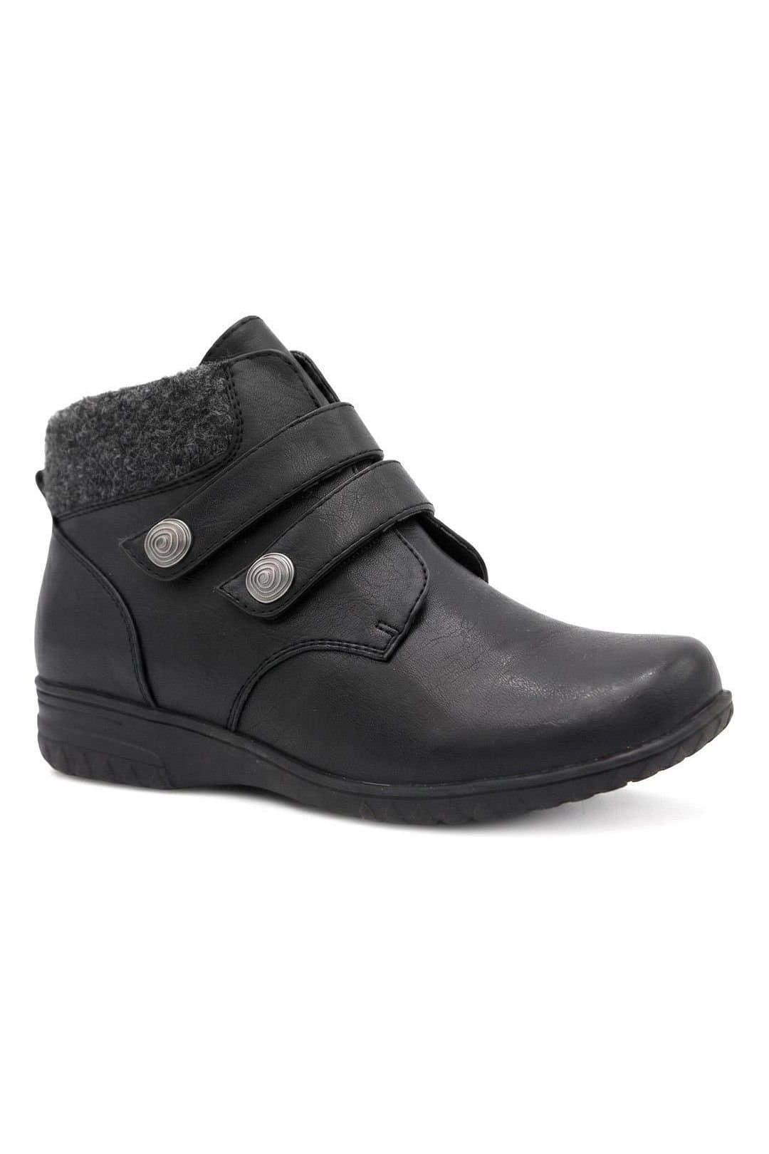 Pavers Pavers Women's Dual Adjustable Fasten Ankle Boots in Black