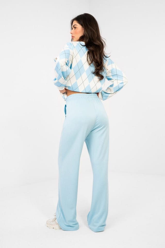 Love Lace Love Lace Women's Buttery Soft Wide Leg High Waist Tracksuit Trousers in Blue - 3