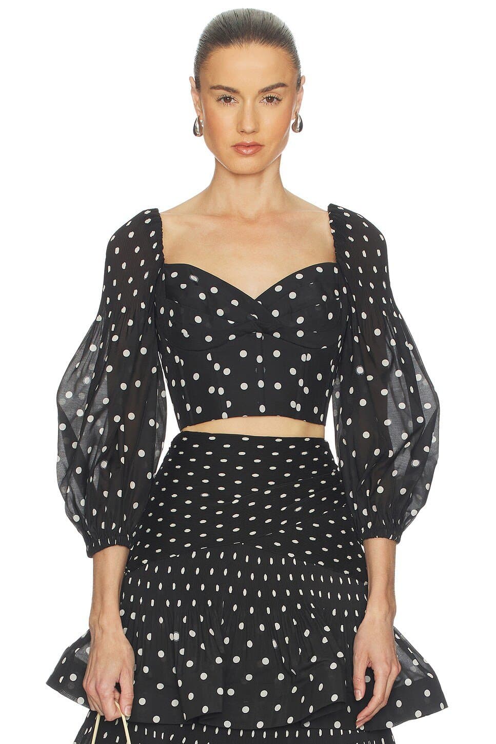 revolve Zimmermann Pleated Draped Bodice with Polka Dots