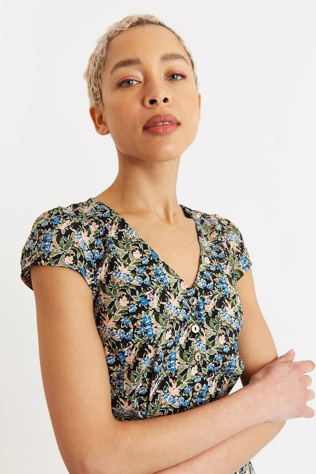 Louche Louche Women's Cathleen Midi Watercolour Floral Tea Dress - 3
