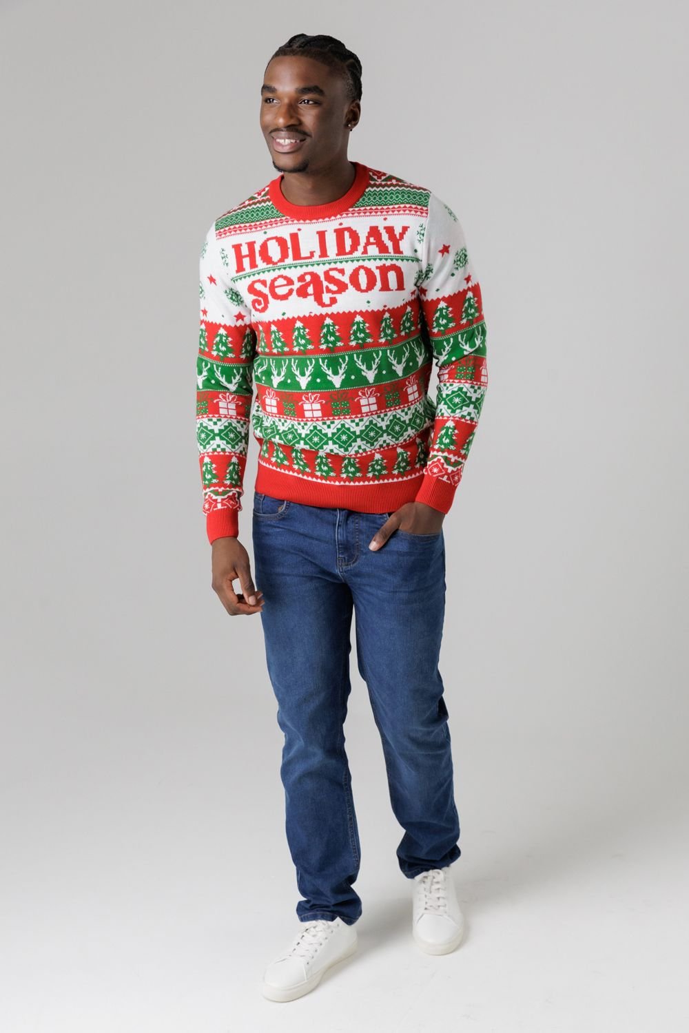 Tokyo Laundry Tokyo Laundry Men's Festive Jacquard Crew Neck Jumper in Red - 3