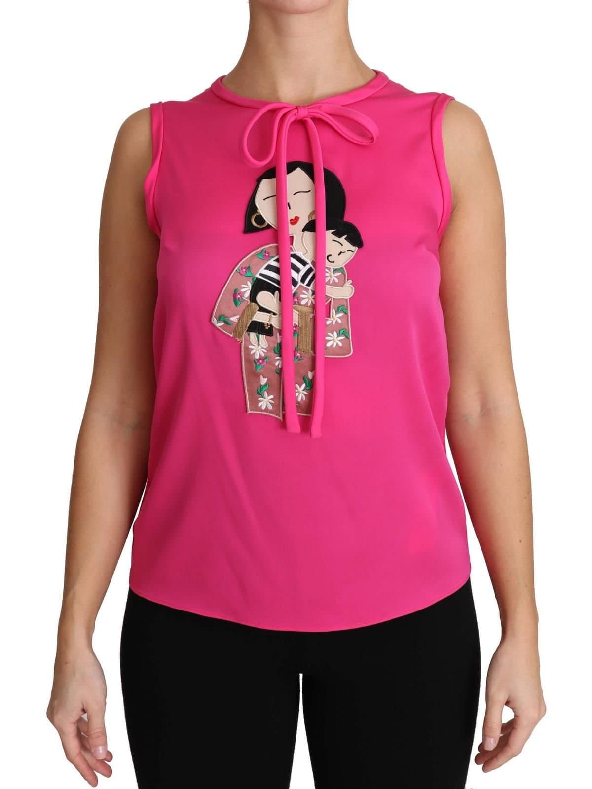 Dolce & Gabbana Dolce & Gabbana Pink Family Silk Tank Blouse