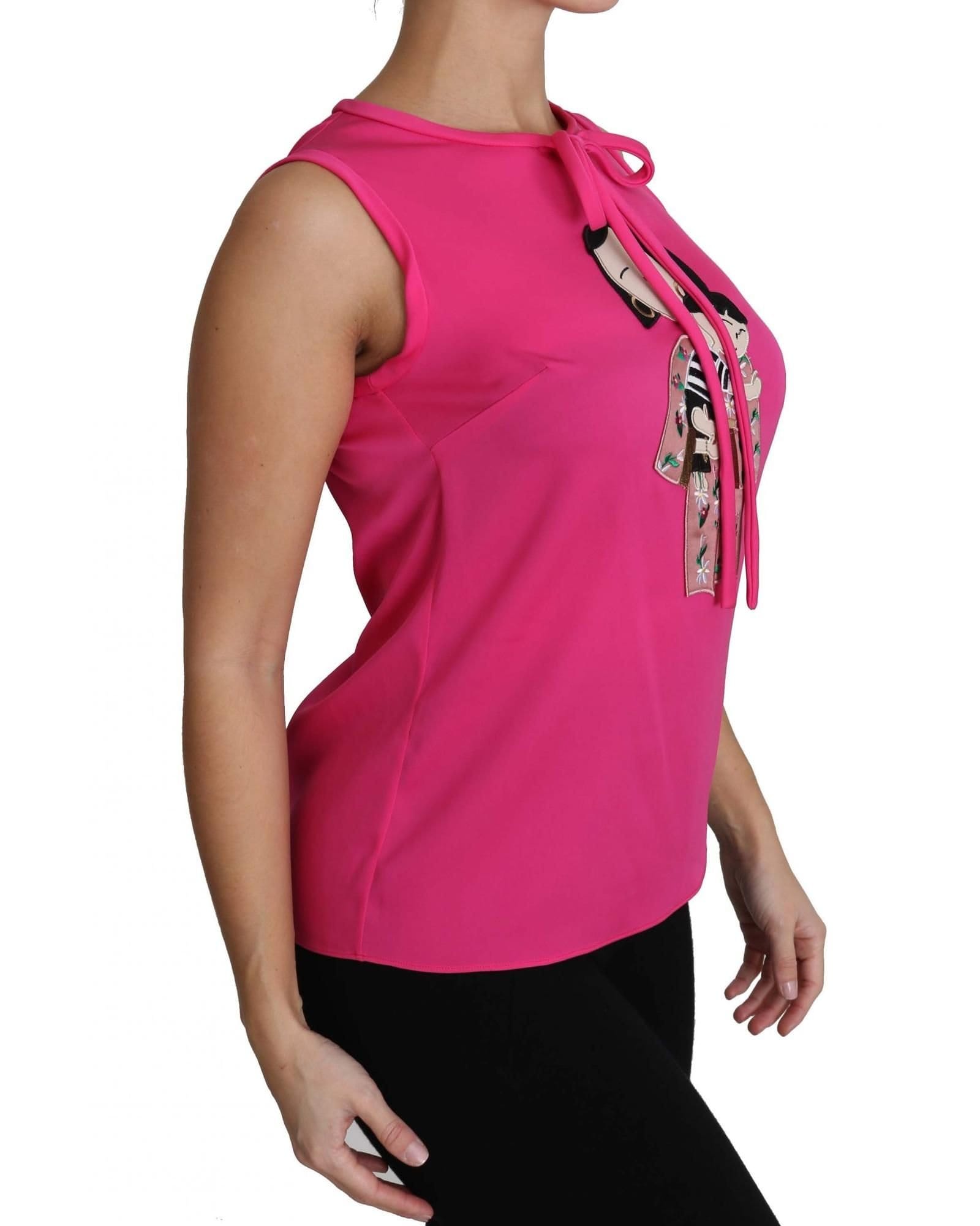 Dolce & Gabbana Dolce & Gabbana Women's Pink Family Silk Tank Mama Blouse Top Shirt - 4