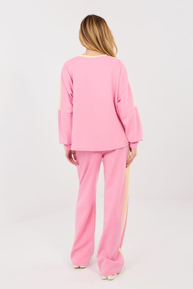 Love Lace Love Lace Women's Sporty Tracksuit Set Sweatshirt Pants in Pink - 3