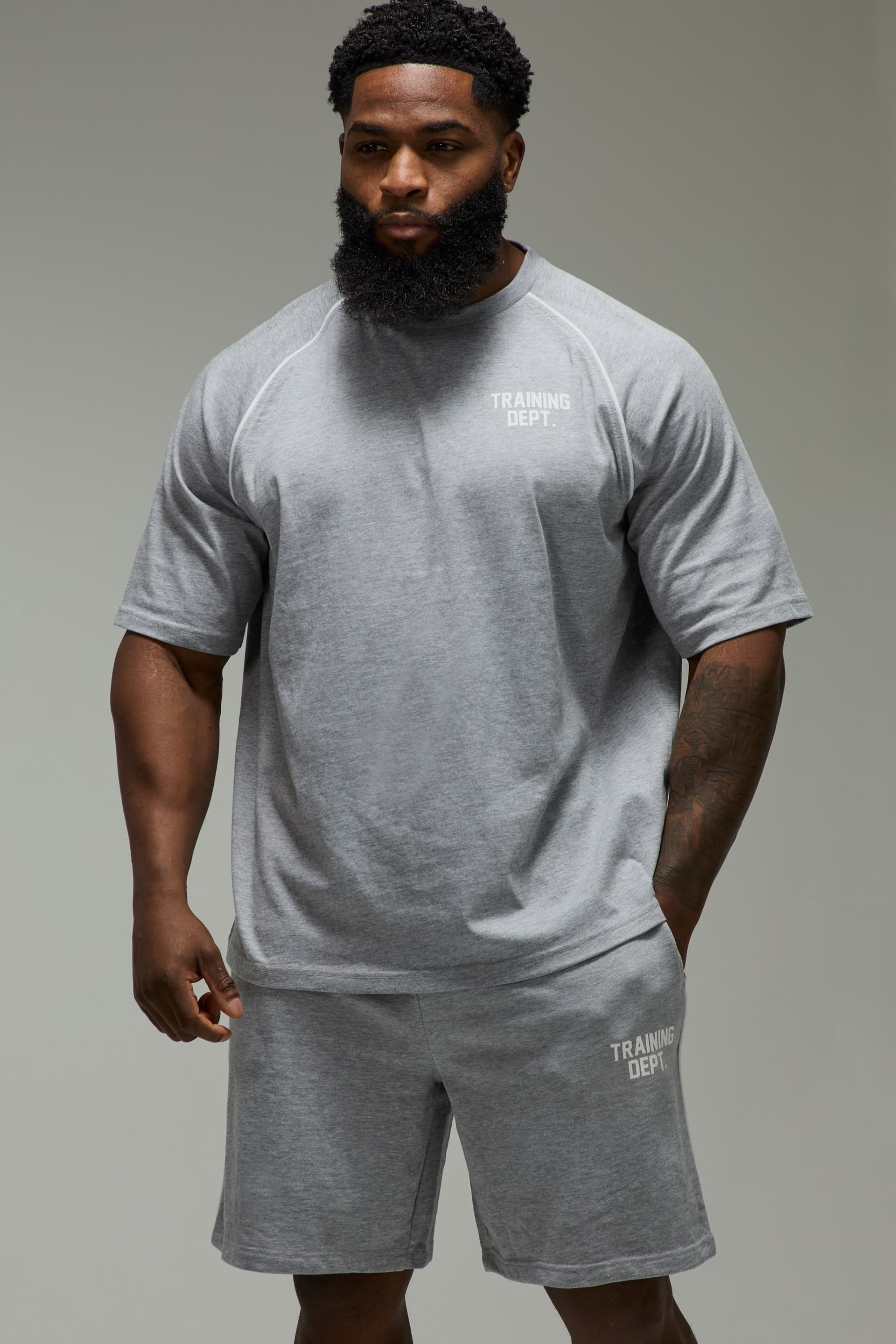 Training Dept. Training Dept. Men's Training Dept Oversized Piping T-Shirt in Grey Marl