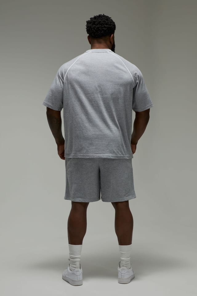 Training Dept. Training Dept. Men's Training Dept Oversized Piping T-Shirt in Grey Marl - 2