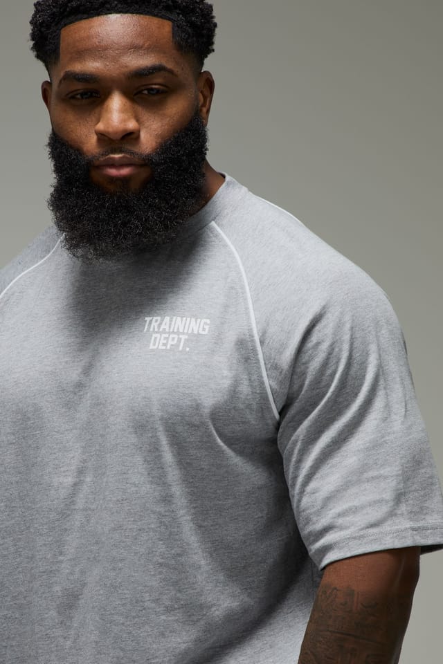 Training Dept. Training Dept. Men's Training Dept Oversized Piping T-Shirt in Grey Marl - 3