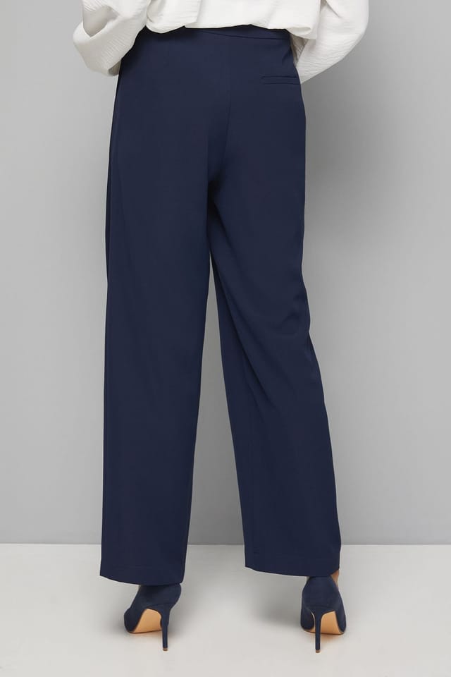 Wallis Wallis Women's Wrap Tie Tapered Trouser in Navy - 3