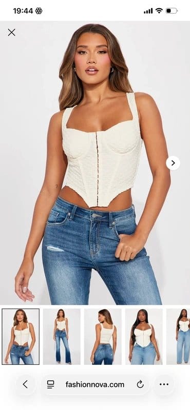 ASOS Cream Corset Top - Sleeveless Scoop Neck