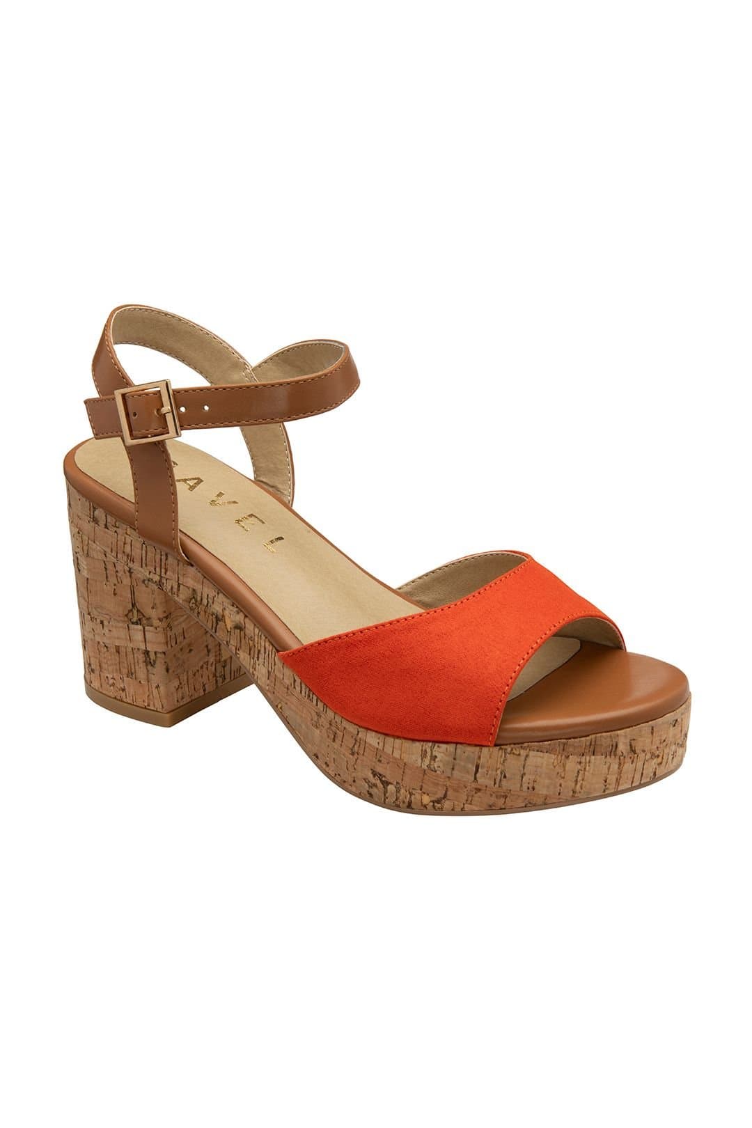 Ravel Ravel Women's Orange Microfibre Block-Heel Sandals