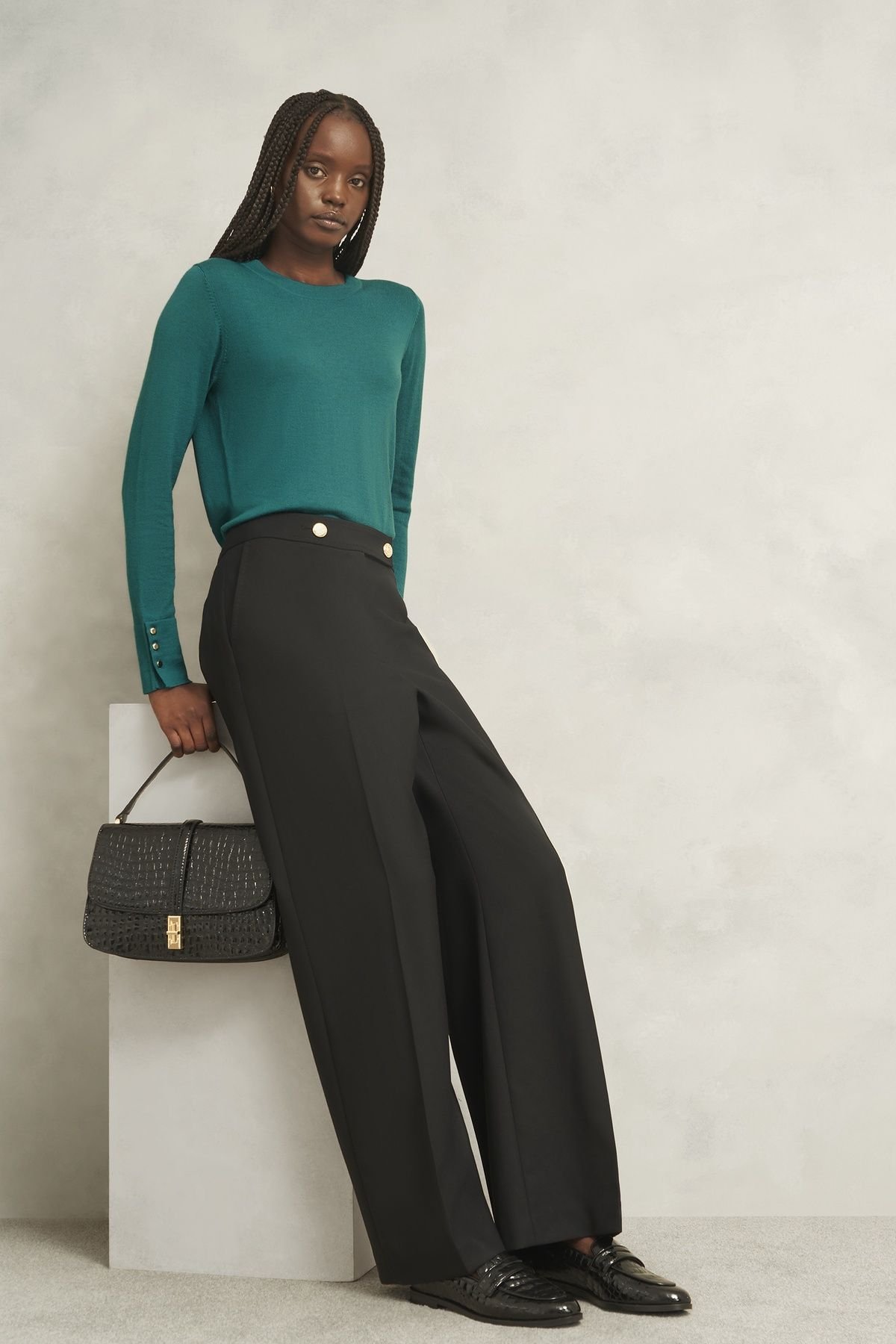 Hobbs London Hobbs London Women's Penny Merino Jumper in Teal - 3