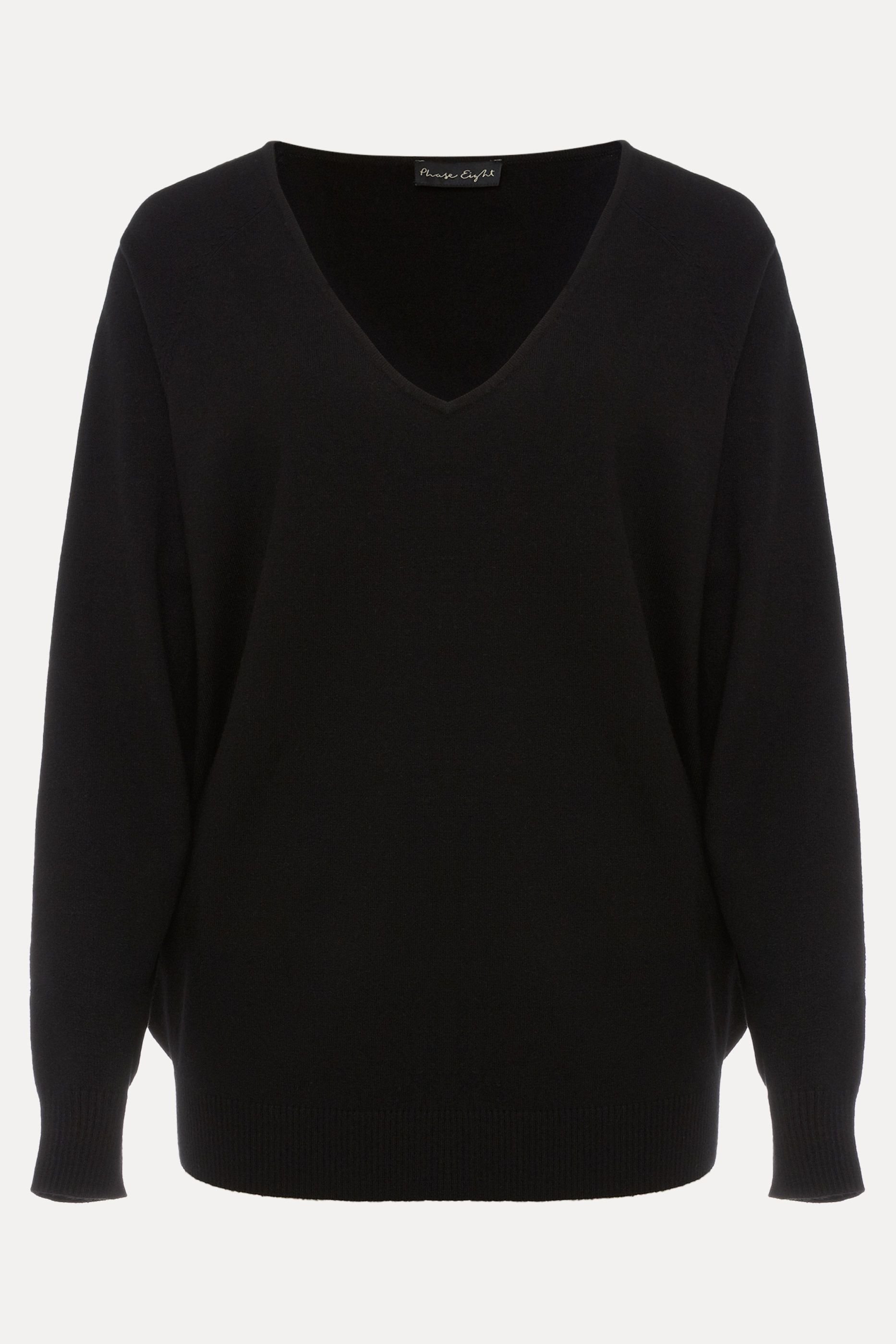 Phase Eight Phase Eight Women's Senita Fine Knit V Neck Jumper in Black - 2