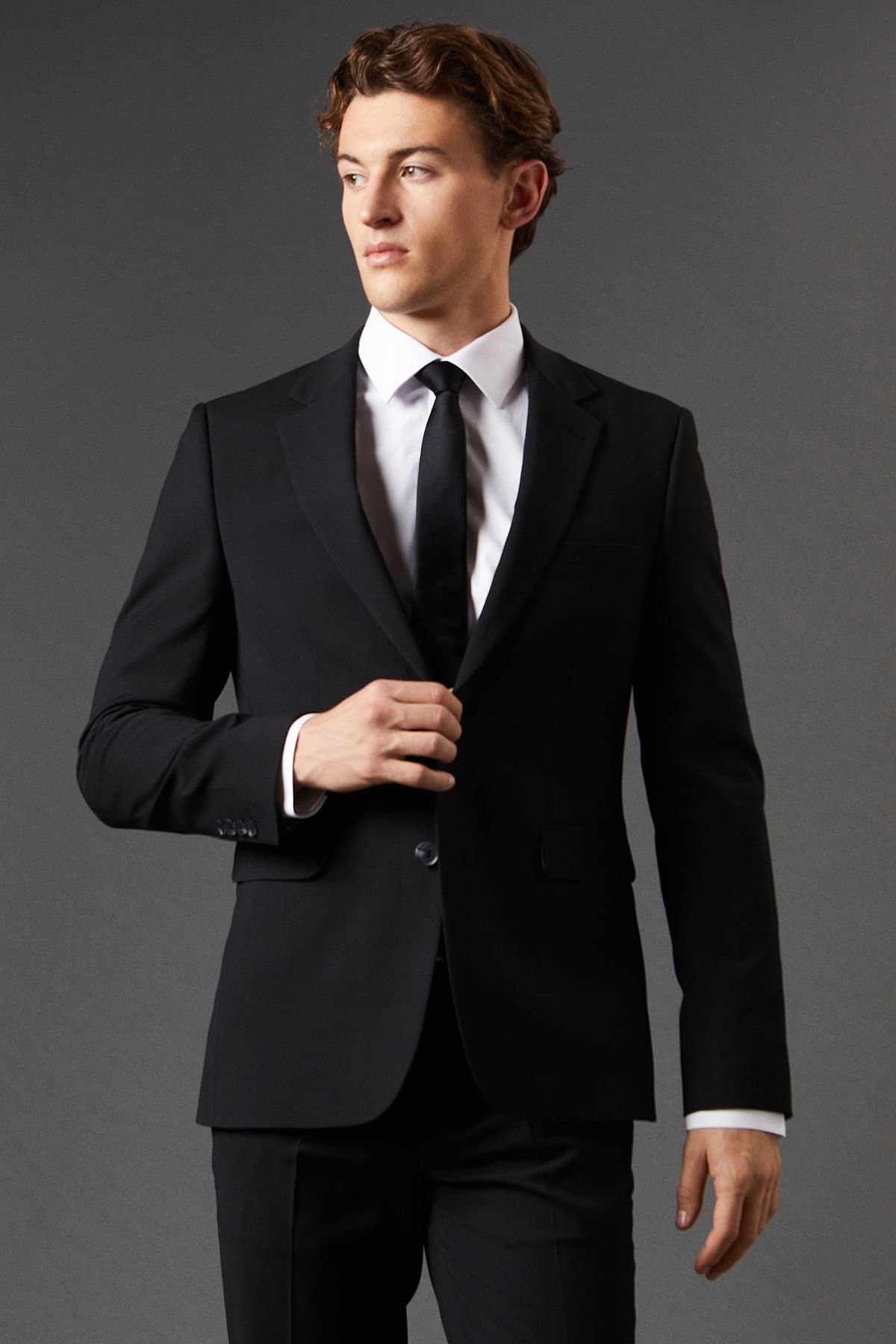 Burton Burton Men's Black Skinny Fit Essential Suit Jacket