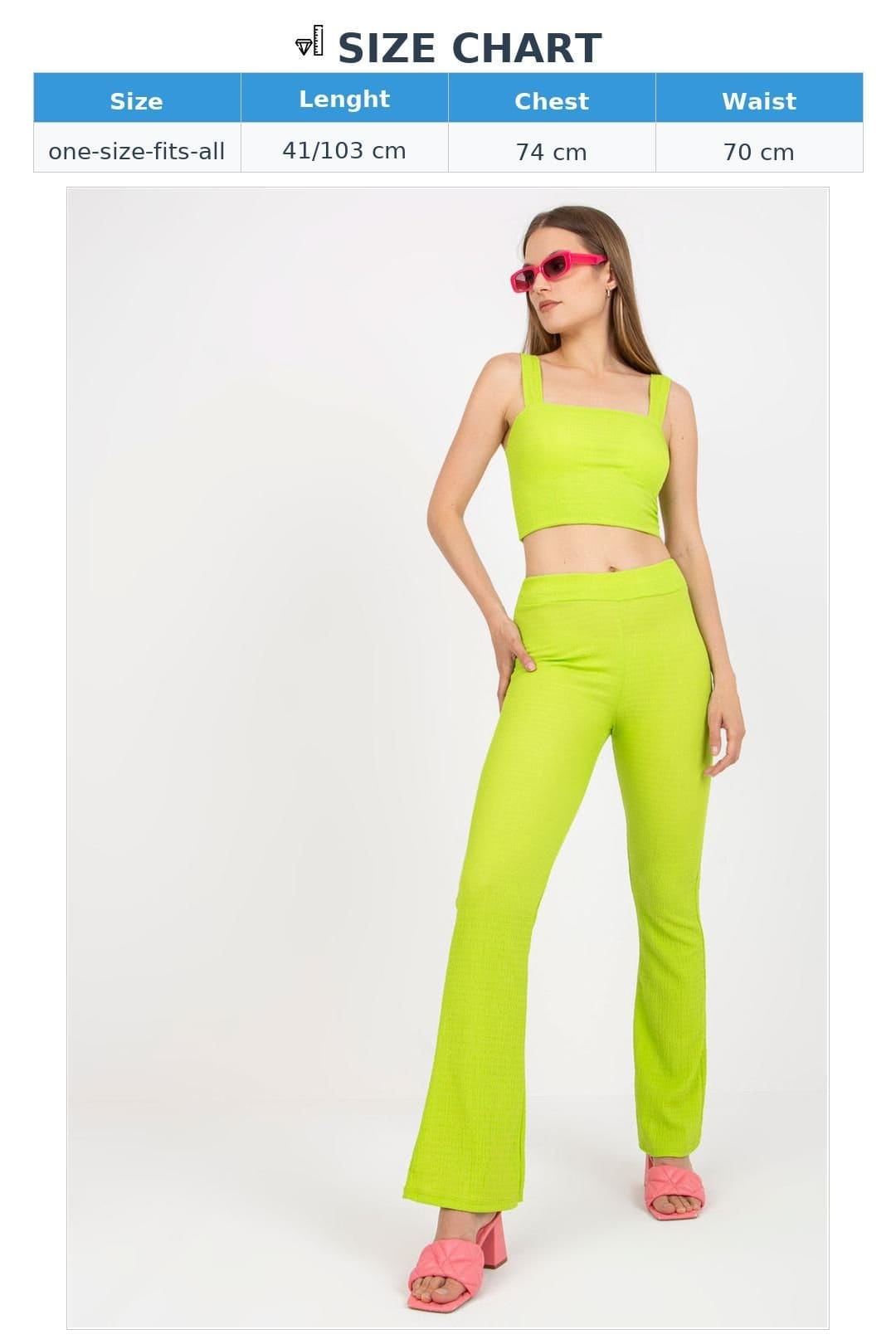 Love Lace Love Lace Women's Rectangular Neck Padded Top Wide Leg Set in Green - 4