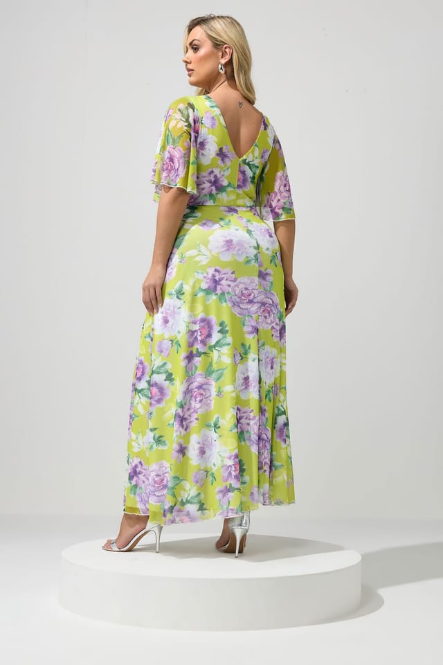 Yours Yours Women's Floral Wrap Dress in Lime - 3