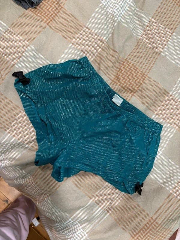 Undiz blue gold bow detail shorts