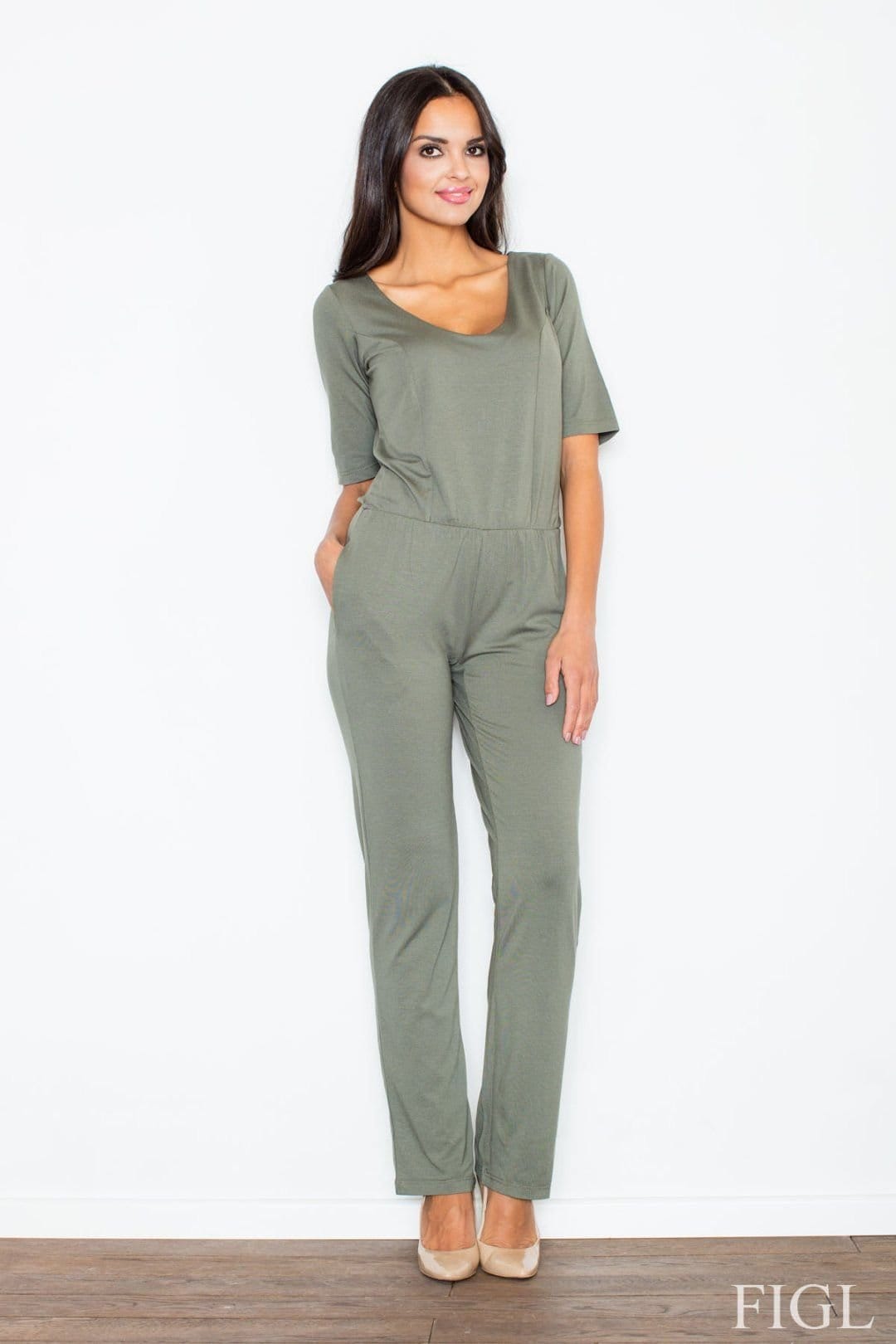 Love Lace Green Viscose Jumpsuit with Back Slit