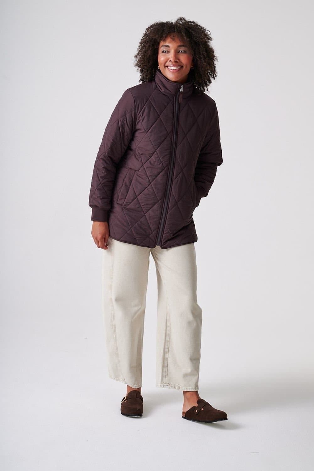 Klass. Klass. Women's Diamond Quilted Coat in Chocolate