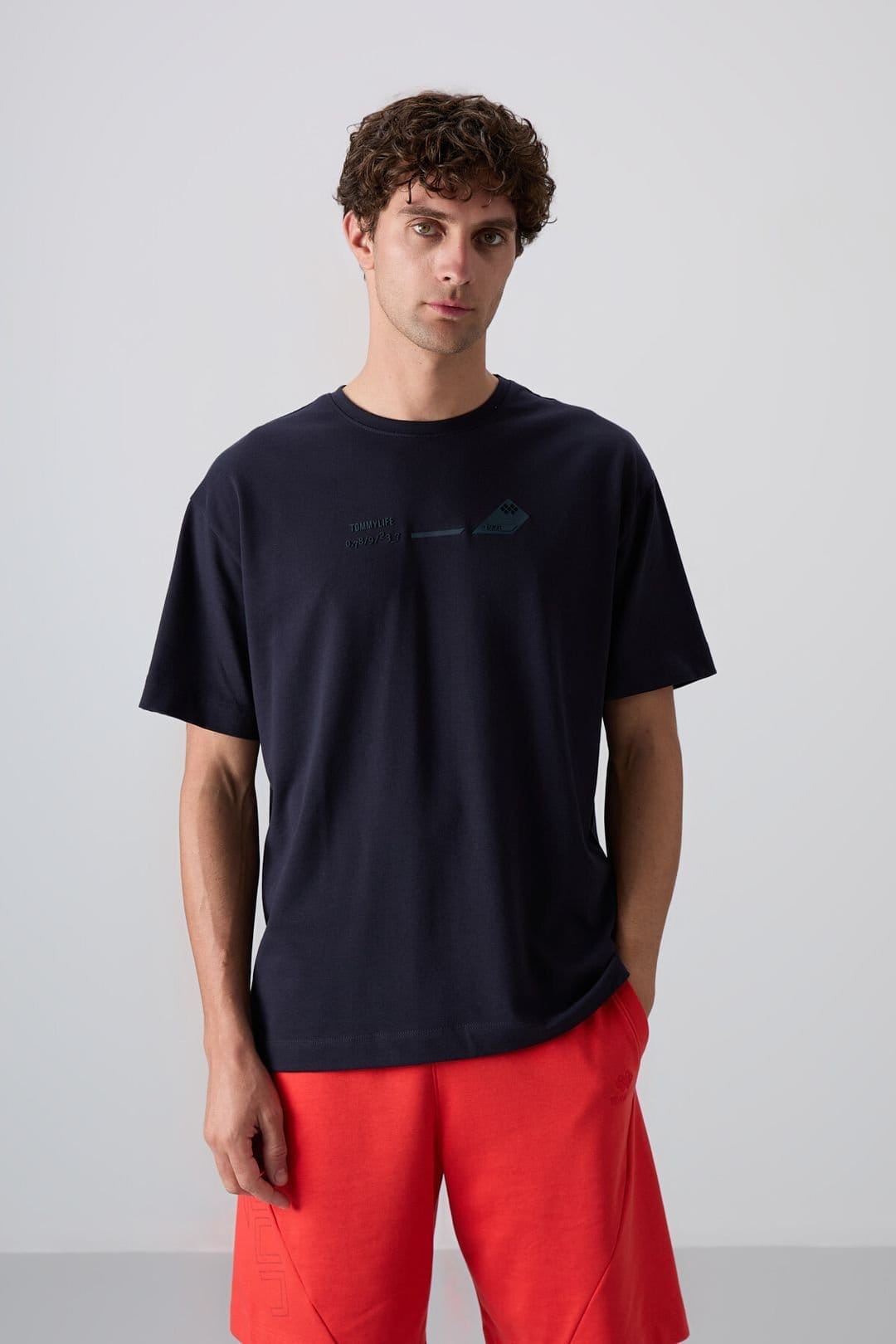 Tommy Life Men's Oversized Navy Crew Neck T-Shirt