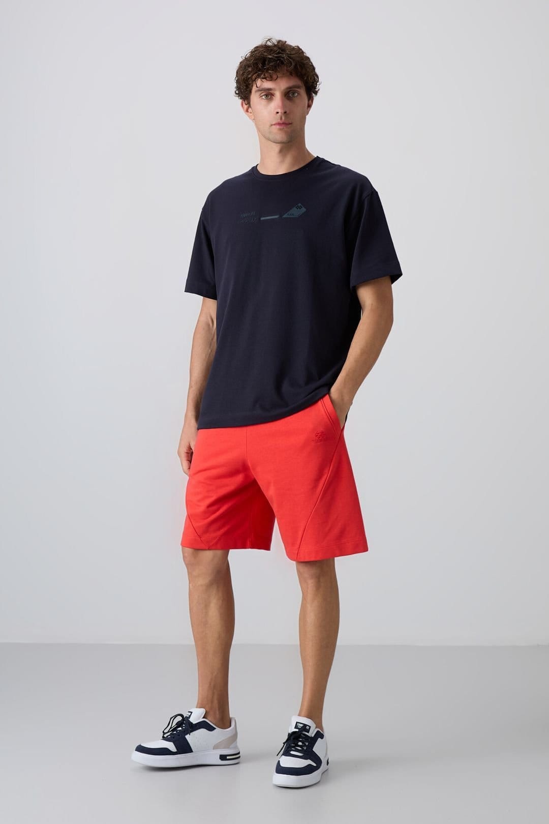 Tommy Life Tommy Life Men's Oversized Cotton-Polyester Crew Neck T-Shirt in Navy - 4